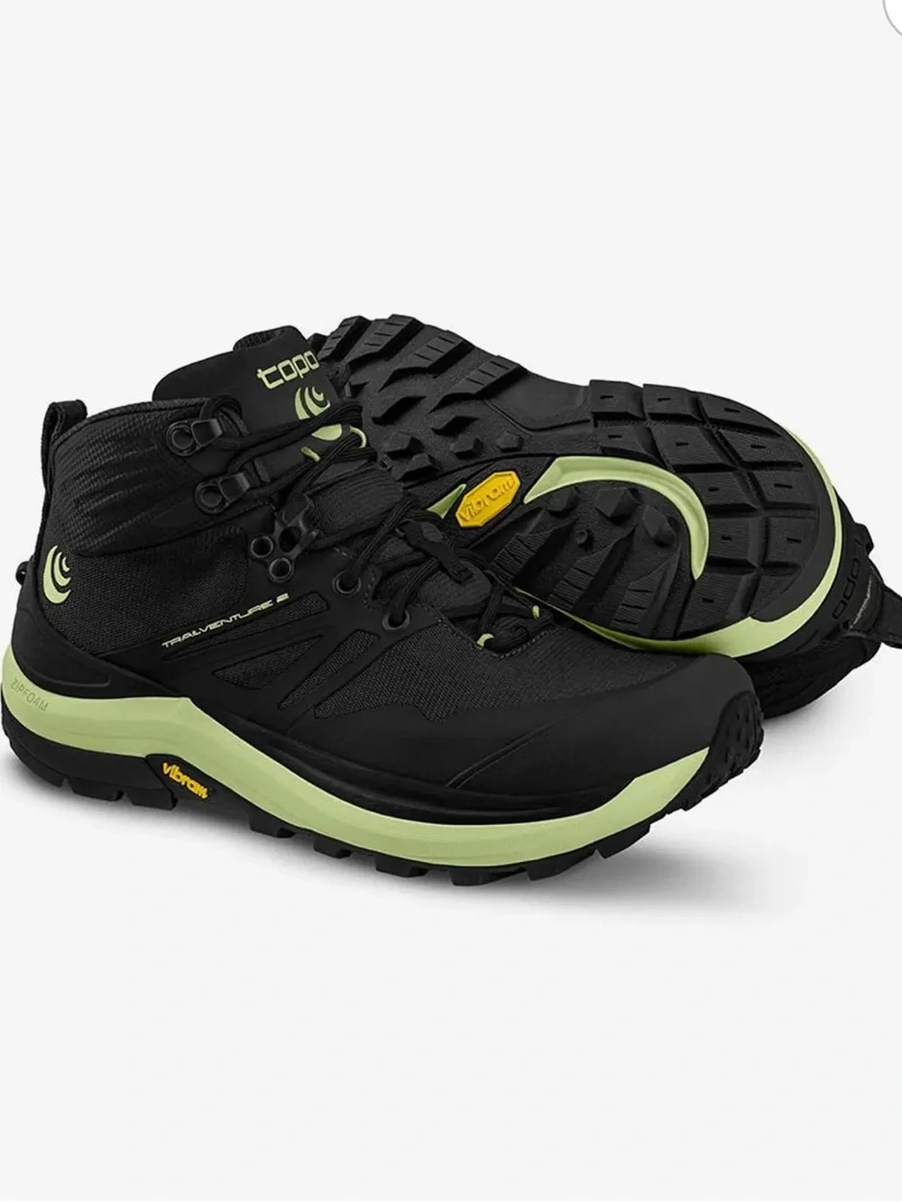 Topo Trailventure 2  Women size 6.5 Black & Lime Mid-Top Trail Running Shoes